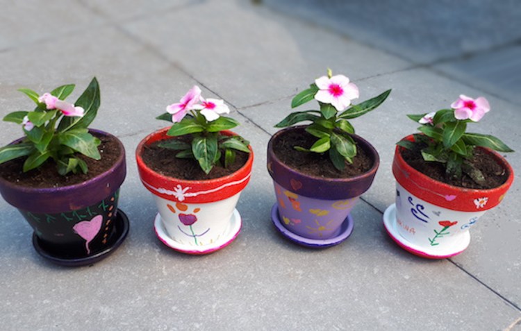 Pots de fleurs peints à la&nbsp;main